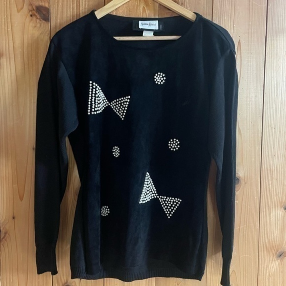 Vintage Neiman Marcus 90s Pearl Suede knit Top Blouse